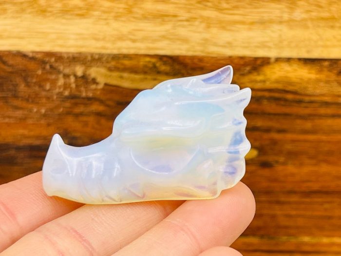 Opalite Crystal Dragon Head | Opalite Dragon Skull | Realistic Details | Healing Fine Art Sculpture | 2 inch