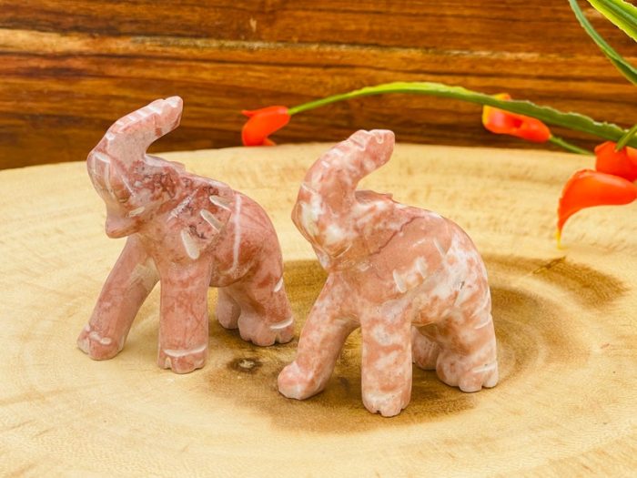 Strawberry Onyx Elephant Figurine | Crystal Animal Standing Statuette | Metaphysical Healing Crystal | Sacred Animal | 2"