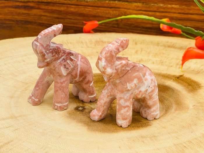 Strawberry Onyx Elephant Figurine | Crystal Animal Standing Statuette | Metaphysical Healing Crystal | Sacred Animal | 2"