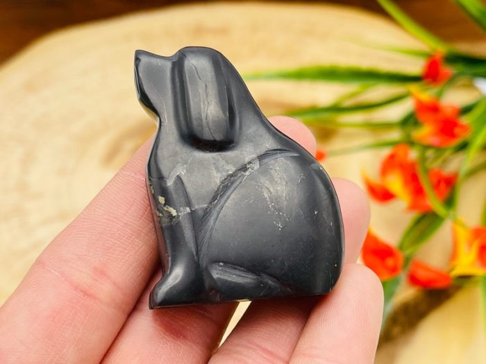 Shungite Puppy Figurine | Shungite Crystal Dog | Standing Statuette | Sacred Animal | Highly Energetic Metaphysical | EMF Protection | 2"