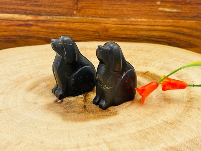 Shungite Puppy Figurine | Shungite Crystal Dog | Standing Statuette | Sacred Animal | Highly Energetic Metaphysical | EMF Protection | 2"