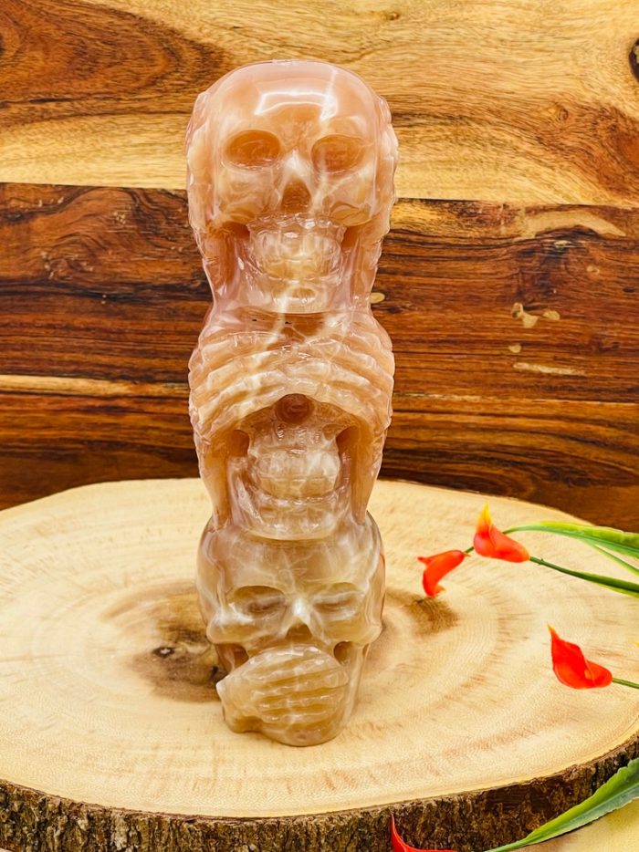 Honey Citrine Calcite 3 Wise Monkey Skull Set | See No Evil, Hear No Evil, Speak No Evil Skull | Triple Stacked Skull | Handmade Skull