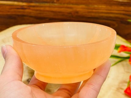 Orange Selenite Pedestal Bowl