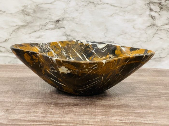 Black and Gold Marble Bowl | Fruit Bowl | Serving Bowl | Decorative Bowl | Home Decor | Coffee Table Centerpiece | Beautiful Gift