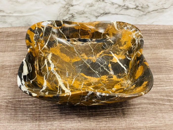 Black and Gold Marble Bowl | Fruit Bowl | Serving Bowl | Decorative Bowl | Home Decor | Coffee Table Centerpiece | Beautiful Gift