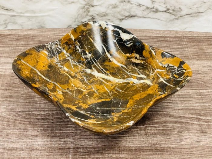 Black and Gold Marble Bowl | Fruit Bowl | Serving Bowl | Decorative Bowl | Home Decor | Coffee Table Centerpiece | Beautiful Gift