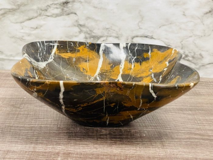 Black and Gold Marble Bowl | Fruit Bowl | Serving Bowl | Decorative Bowl | Home Decor | Coffee Table Centerpiece | Beautiful Gift