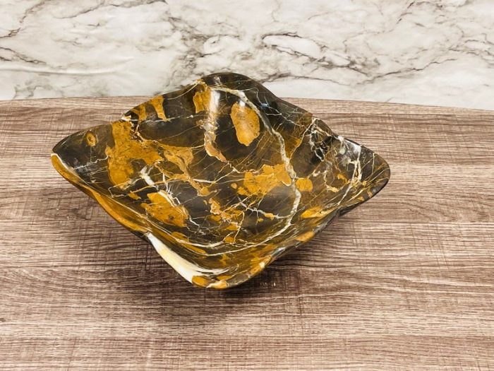 Black and Gold Marble Bowl | Fruit Bowl | Serving Bowl | Decorative Bowl | Home Decor | Coffee Table Centerpiece | Beautiful Gift