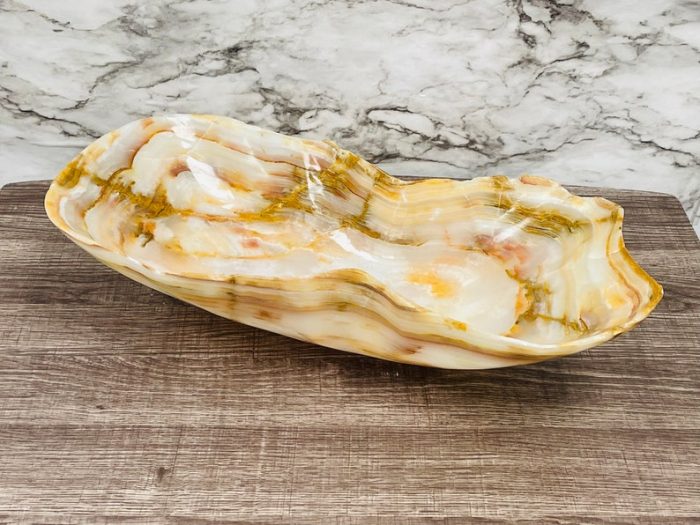 Banded Onyx Free Form Bowl With Rough Rustic Edge Details | Beautiful Center Piece | Decoration Bowl | Serving Bowl