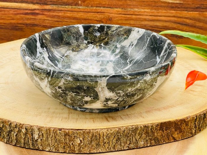 Green & White Marble Round Bowl | Fruit Bowl | Serving Bowl | Decorative Bowl | Home Decor | Beautiful Gift | 6 inch Diameter