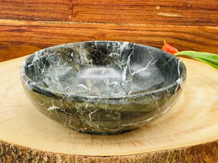 Green & White Marble Round Bowl | Fruit Bowl | Serving Bowl | Decorative Bowl | Home Decor | Beautiful Gift | 6 inch Diameter