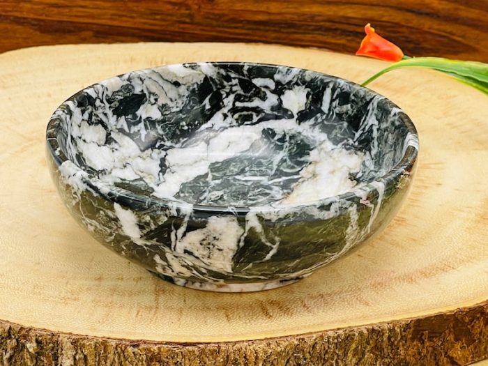 Green & White Marble Round Bowl | Fruit Bowl | Serving Bowl | Decorative Bowl | Home Decor | Beautiful Gift | 5 inch Diameter