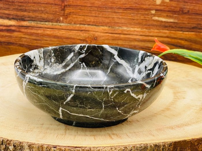 Green & White Marble Round Bowl | Fruit Bowl | Serving Bowl | Decorative Bowl | Home Decor | Beautiful Gift | 5 inch Diameter