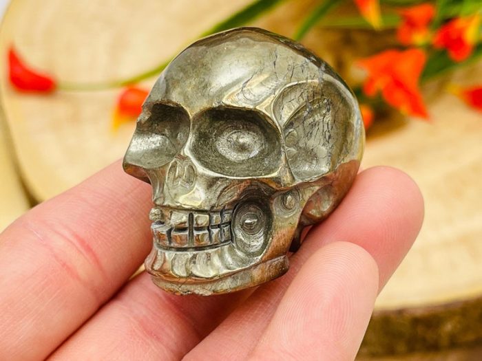 Pyrite Crystal Skull | Pyrite Fools Gold Skull | Crystal Skull | Realistic Details | Healing Fine Art Sculpture | 2 Inch