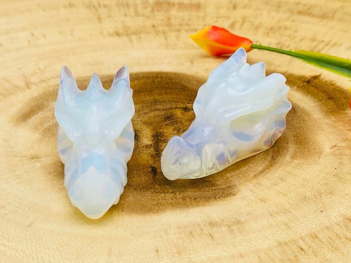 Opalite Crystal Dragon Head | Opalite Dragon Skull | Realistic Details | Healing Fine Art Sculpture | 2 inch