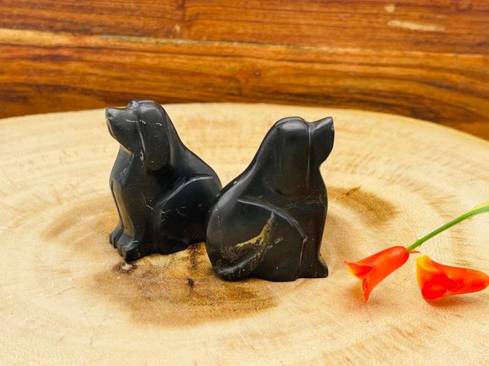 Shungite Puppy Figurine | Shungite Crystal Dog | Standing Statuette | Sacred Animal | Highly Energetic Metaphysical | EMF Protection | 2"