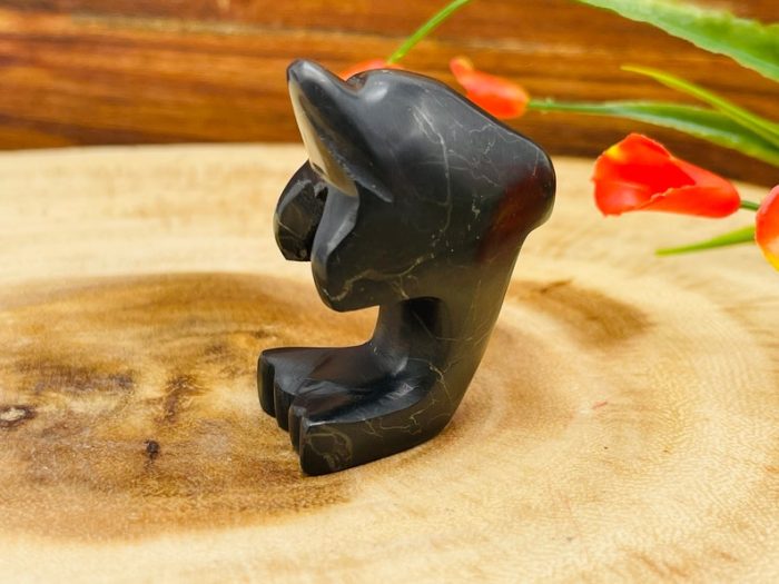 Shungite Dolphin Figurine | Shungite Crystal Fish | Standing Statuette | Sacred Animal | Highly Energetic Metaphysical | EMF Protection | 2"