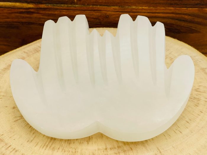 Selenite Carved Hands With Palm Stone | Chakra Cleanse Crystal Holder | Reiki Tool | Meditation | Powerful Healer | Selenite Crystal Healing Stone