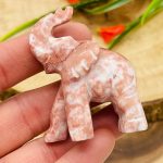 Strawberry Onyx Elephant Figurine | Crystal Animal Standing Statuette | Metaphysical Healing Crystal | Sacred Animal | 2"