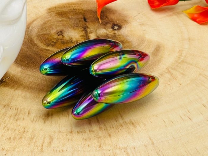 Magnet Rainbow Hematite Elliptical Zingers | Rainbow Hematite Olives Zinger | Highly Magnetic Hematite | Zinger Magnets