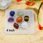 7 Chakra Tumbled Stone Set With Velvet Pouch and Selenite Square Charging Plate | Tumbled Crystals | Chakra Healing Crystal