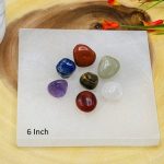 7 Chakra Tumbled Stone Set With Velvet Pouch and Selenite Square Charging Plate | Polished Stone | Chakra Healing | Selenite Crystal