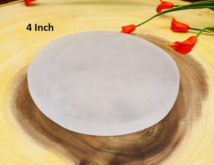 Selenite Charging Station | Round Charging Plate | Chakra Activator | Reiki Crystal | Spiritual Growth | Meditation | 4 inch (10 cm)