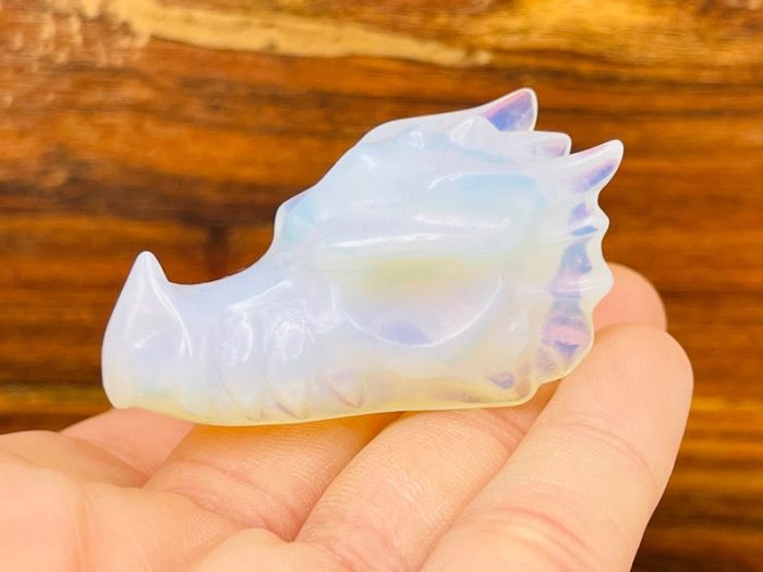 Opalite Crystal Dragon Head | Opalite Dragon Skull | Realistic Details | Healing Fine Art Sculpture | 2 inch