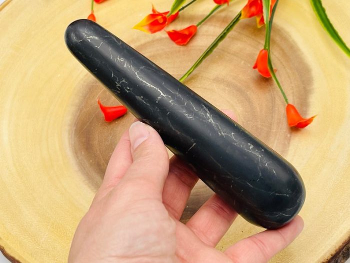 Shungite Massage Wand | Shungite Massage Stick | Reiki Massage Tool | Healing Crystal | Stress Reliever | Handmade | 4 inch & 6 inch