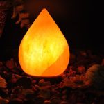 Himalayan Pink Salt Tear Drop Shape Lamp, Authentic, Dimmer Switch, Wood Base, Handmade, Night Light, 2 Bulbs, 8" Height