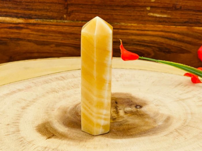 Yellow Calcite Obelisk | Orange Calcite Tower | Calcite Crystal Point | Reiki Healing Crystal | Stress Reliever | Crystal Tower