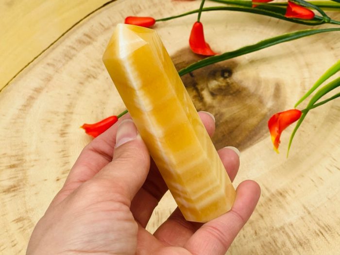 Yellow Calcite Obelisk | Orange Calcite Tower | Calcite Crystal Point | Reiki Healing Crystal | Stress Reliever | Crystal Tower