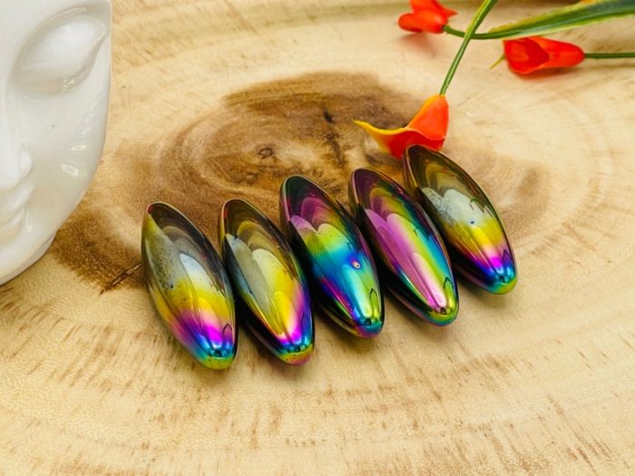 Magnet Rainbow Hematite Elliptical Zingers | Rainbow Hematite Olives Zinger | Highly Magnetic Hematite | Zinger Magnets