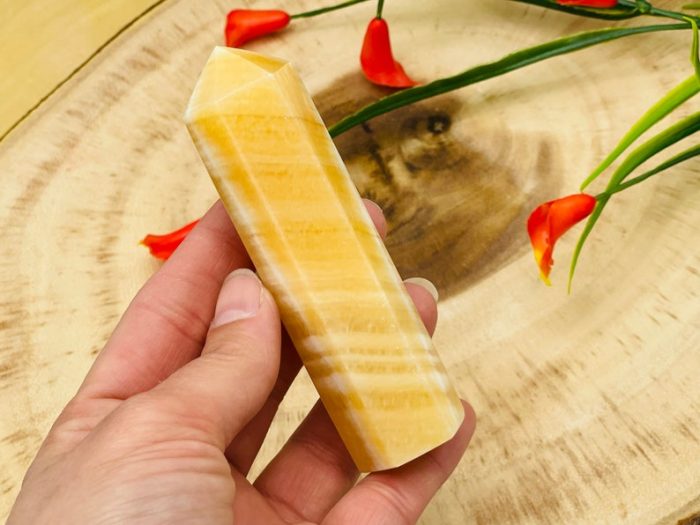 Yellow Calcite Obelisk | Orange Calcite Tower | Calcite Crystal Point | Reiki Healing Crystal | Stress Reliever | Crystal Tower