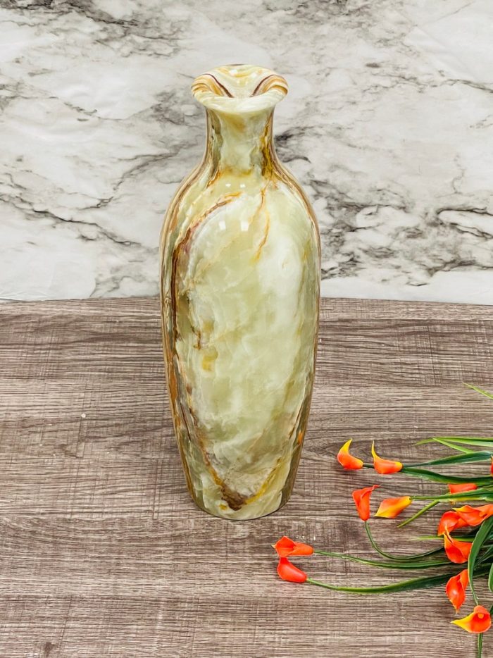 Banded Green Onyx Vase | Beautiful Flower Vase | Crystal Center Piece | Decoration Vase | 12 inch Height