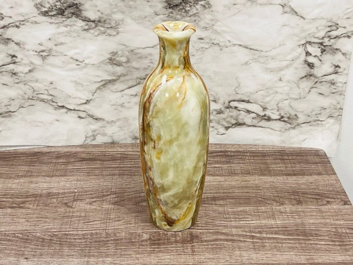 Banded Green Onyx Vase | Beautiful Flower Vase | Crystal Center Piece | Decoration Vase | 12 inch Height