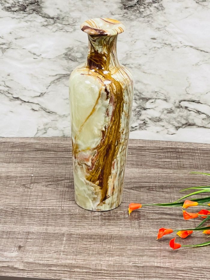 Banded Green Onyx Vase | Beautiful Flower Vase | Crystal Center Piece | Decoration Vase | 12 inch Height