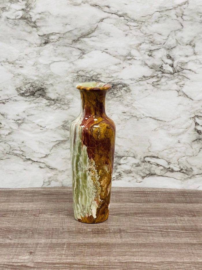 Banded Green Onyx Vase | Beautiful Flower Vase | Crystal Center Piece | Decoration Vase | 12 inch Height