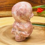 Strawberry Pink Onyx Two Sided Stacked Skull | Realistic Details | Front & Back | Healing Crystal | Fine Art Sculpture | Reiki Skull