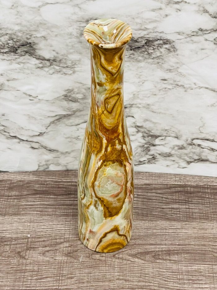 Banded Green Onyx Vase | Beautiful Flower Vase | Crystal Center Piece | Decoration Vase | 14 inch Height