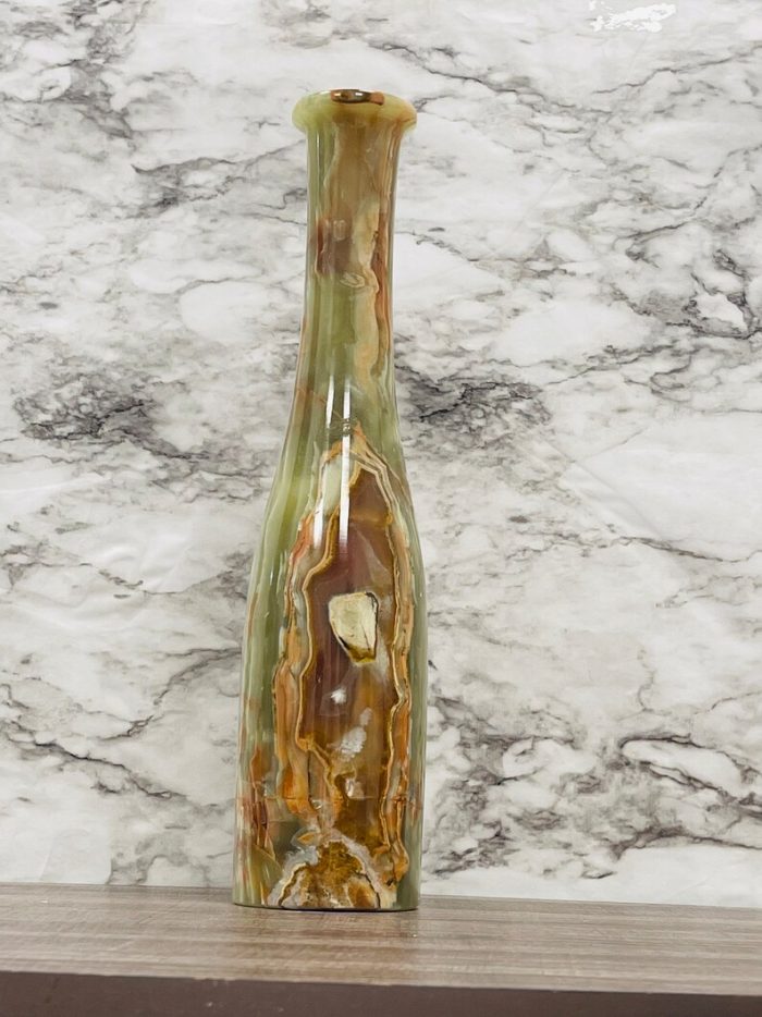 Banded Green Onyx Vase | Beautiful Flower Vase | Crystal Center Piece | Decoration Vase | 14 inch Height