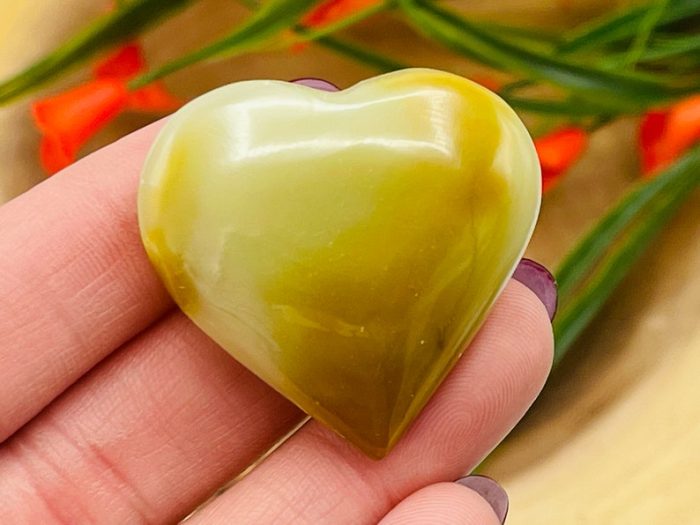 Multi Green Banded Onyx Heart | Green Onyx Heart | Handmade Crystal | Healing Fine Art Gemstone | Metaphysical | Home Decor | 1.5 inch