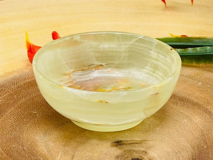 Banded Green Onyx Bowl | Crystal Bowl | Decorative & Serving Bowl | Detergent Safe and Easy to Clean | 3" Diameter