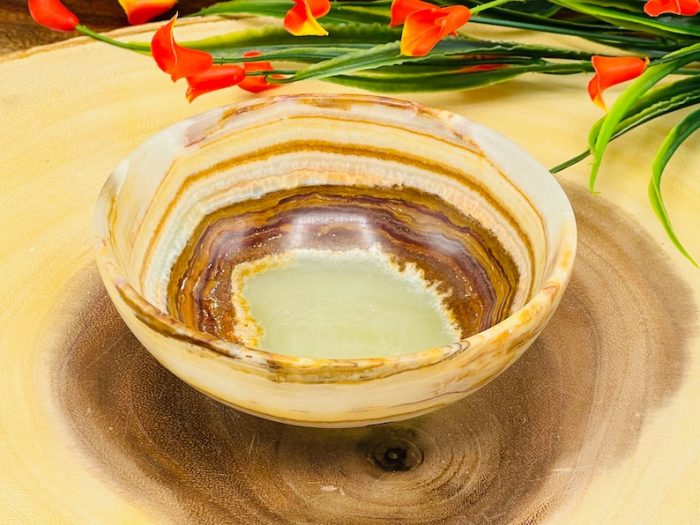 Green Onyx Bowl | Crystal Bowl | Decorative & Serving Bowl | Detergent Safe and Easy to Clean | Holiday Gift | 5" Diameter