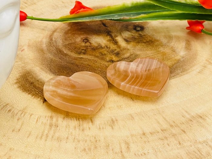 Caramel Honey Heart Shape Worry Stones | Thumb Stones | Calcite Massage Stones | Healing Crystals | Gemstone Crystals | Stress Reliever