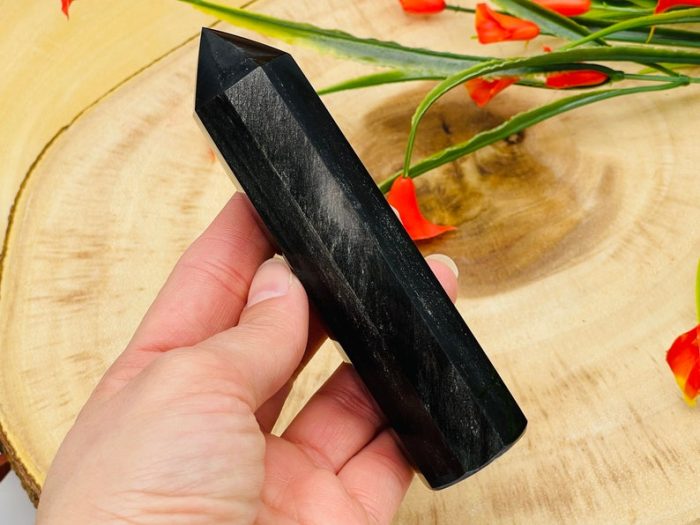 5" Black Obsidian Pointer | Black Obsidian Tower | Obsidian Crystal Point | Reiki Tool | Healing Crystal | Stress Reliever | Crystal Tower