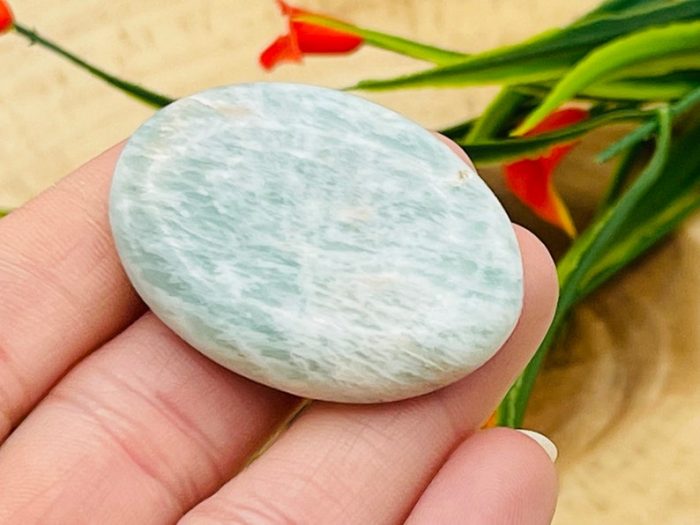 Amazonite Smooth Stone | Crystal Healing Smooth Stone | Amazonite Pocket Stone | Spa Massage Tool | Stress Reliever | Heart & Throat Chakra