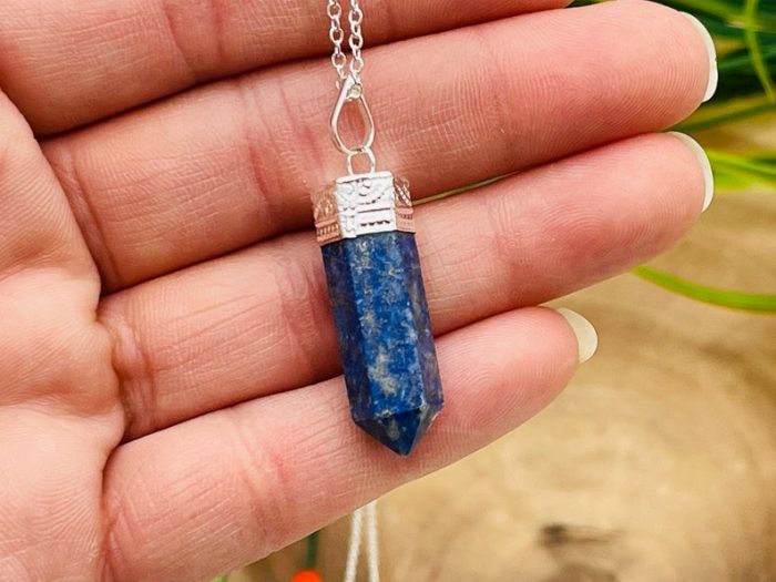 Lapis Lazuli Pendant | Chakra Healing Pendant | Lapis Lazuli Charm Pendant | Grounding Chakra Pendant | Pointer Pendant