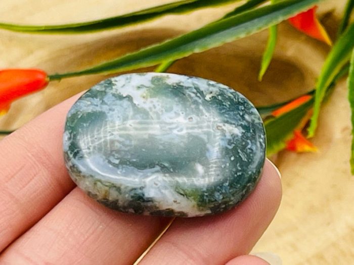 Moss Agate Smooth Stone | Moss Agate Crystal Stone | Pocket Smooth Stone | Metaphysical Healing Chakra Stone | Reiki Crystal