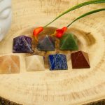 7 Pyramid Stone Set with Engraved Chakra Sign on Bottom  | Chakra Healing Pyramid Crystal | Reiki Chakra | Pocket Stones | Chakra Pointer